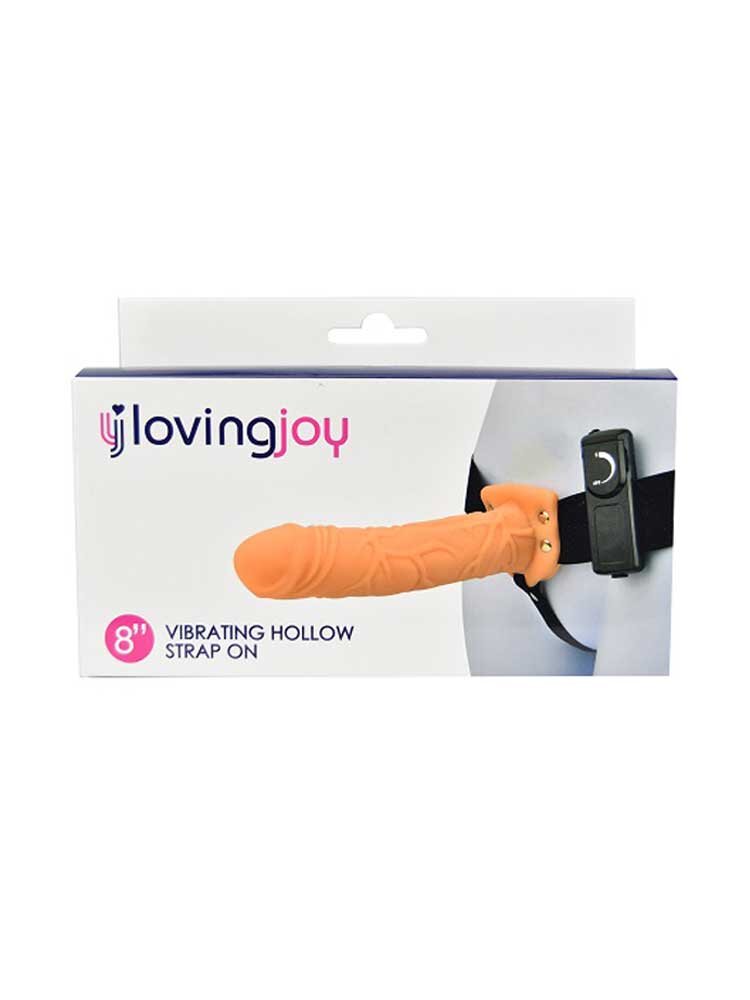 19.0cm Hollow Vibrating Strap On Vanilla Loving Joy