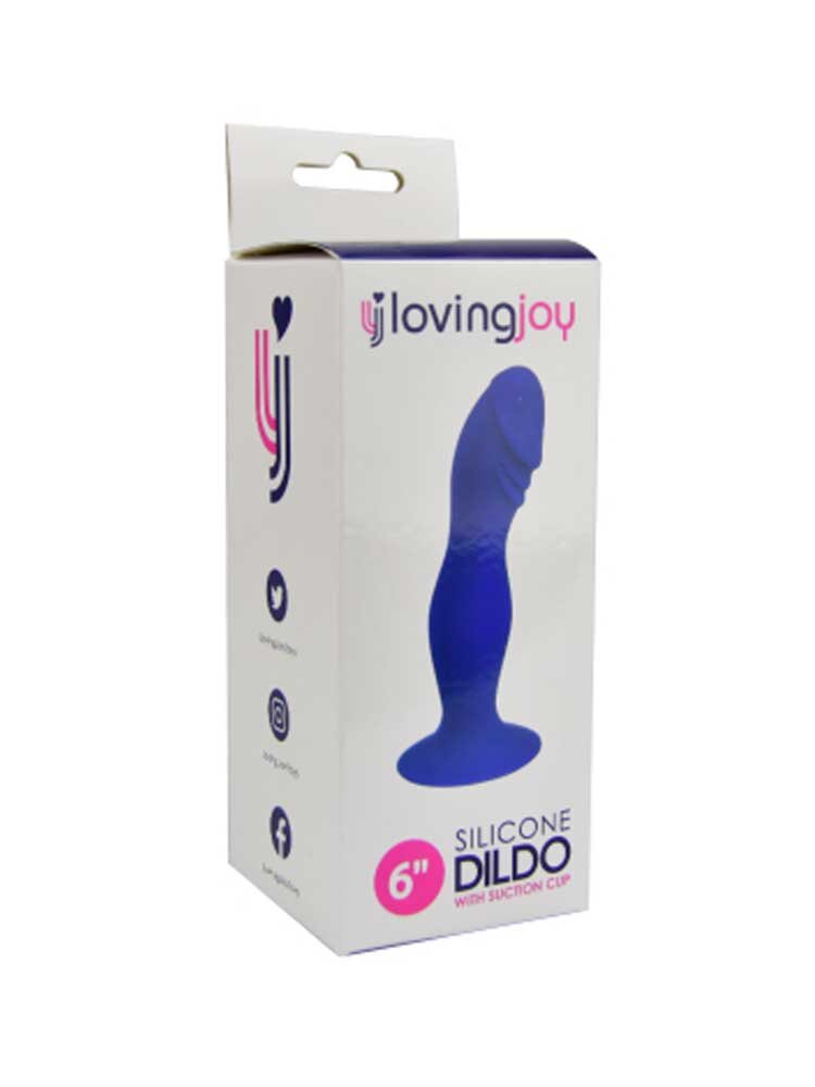 Silicone Dildo 15.50 cm with Suction Cup Purple/Blue by Loving Joy