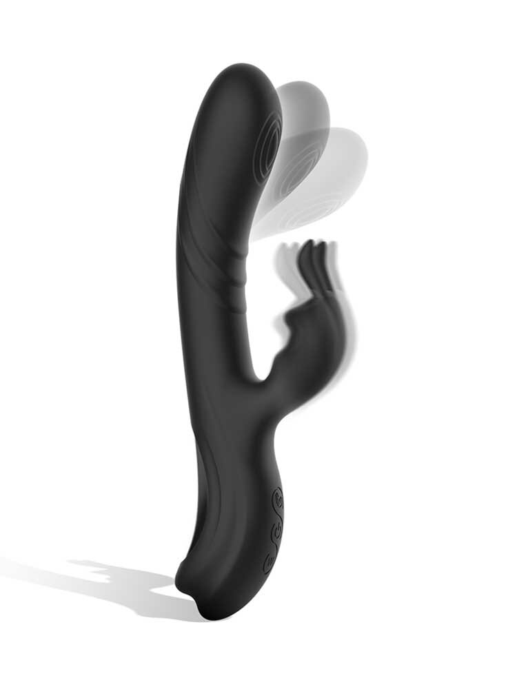 22.0cm Jamie Silicone Rabbit Stimulator Black & Silver DreamLove