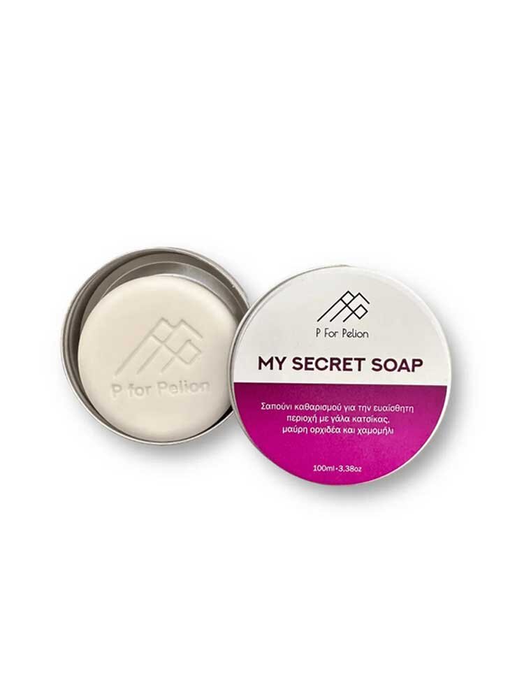 My Secret Soap σαπούνι καθαρισμού για την ευαίσθητη περιοχή με μαύρη ορχιδέα και χαμομήλι 100ml P for Pelion