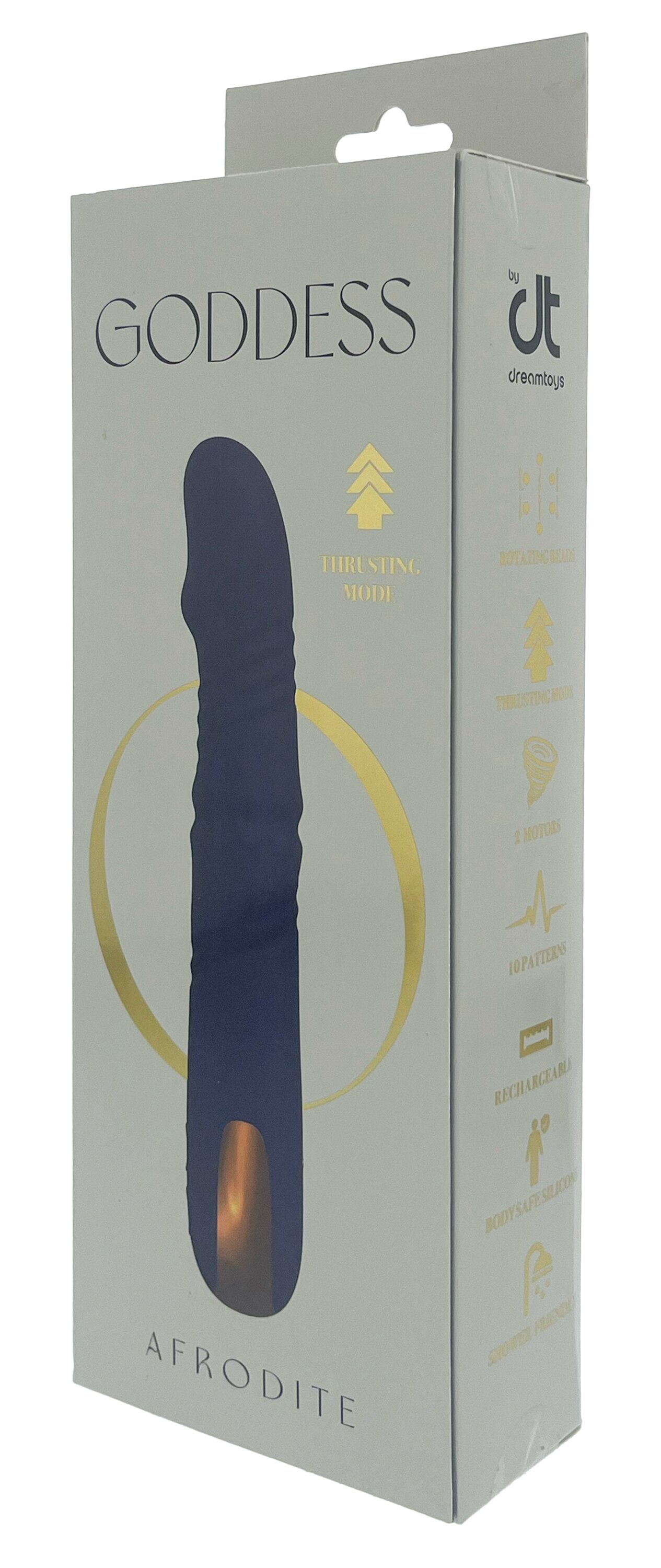 22.3cm Goddess Afrodite Up And Down Vibrator With Rotating Beads Blue Dream Toys