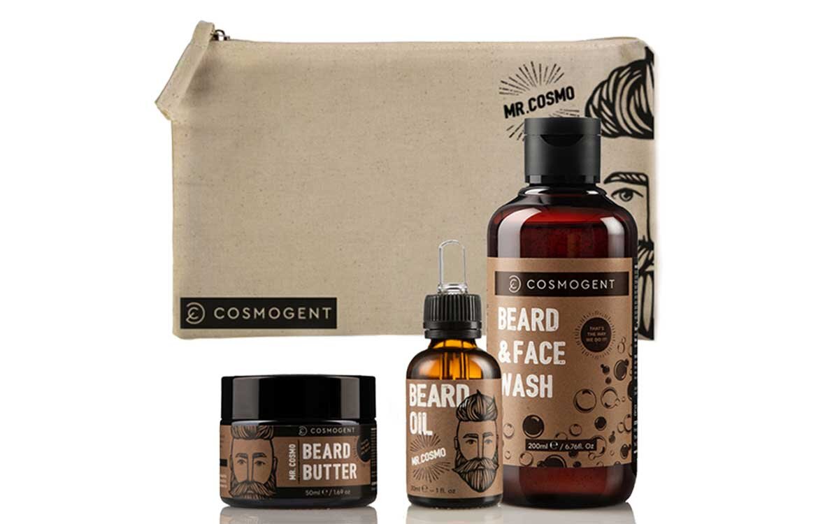 Mr Cosmo Essential Neseser - Beard & Face Wash 200ml, Beard Oil 30ml & Beard Butter 50ml Cosmogent