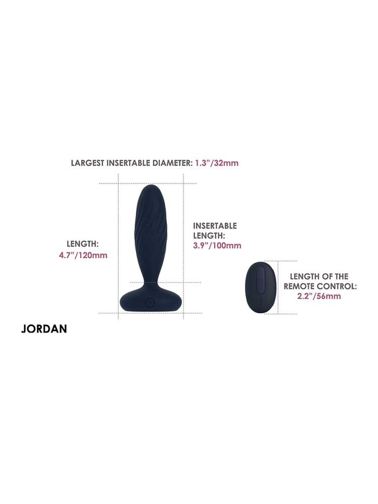 12.0cm Jordan Remote Controlled Butt Plug Navy Blue