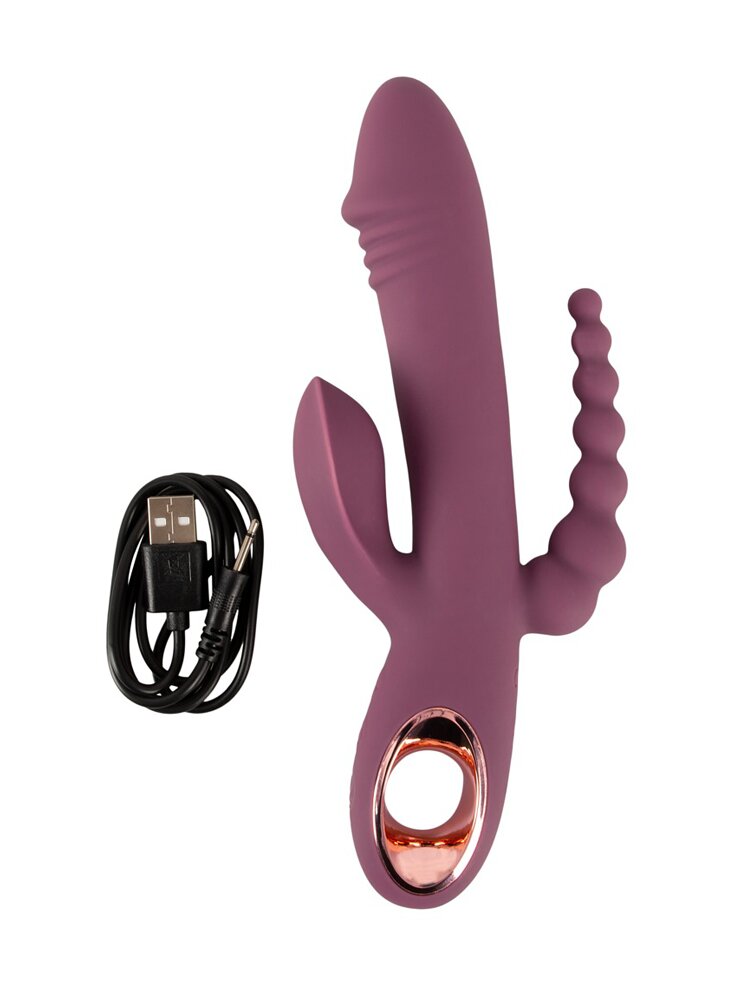 21.3cm Slim Rabbit Triple Pleasure Silicone Vibrator Orion