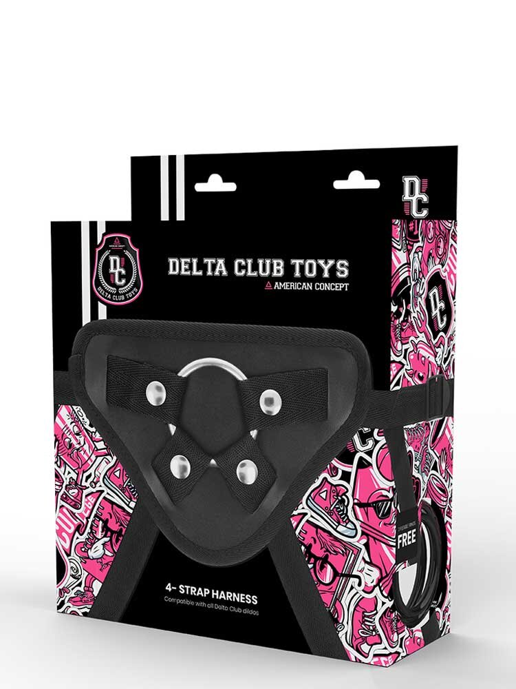 Delta Club 4 Strap Harness with 3 Rings by DreamLove