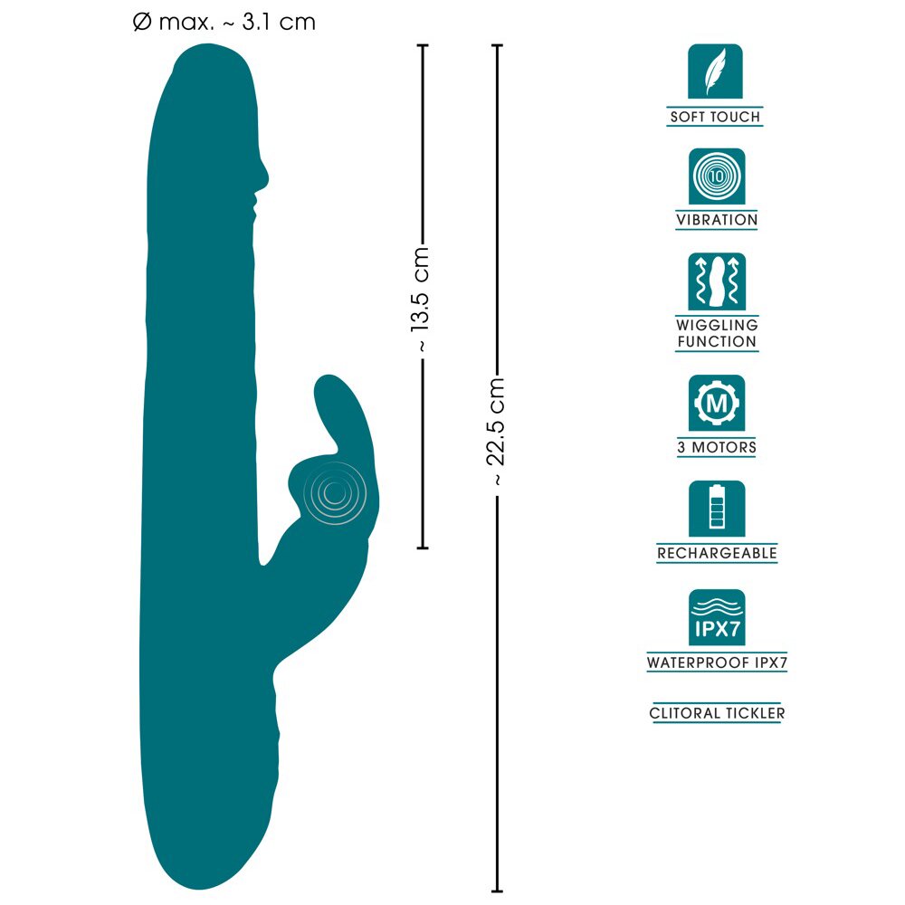 22.5cm Wiggling Function Rabbit Vibrator Green Sweet Smile Orion