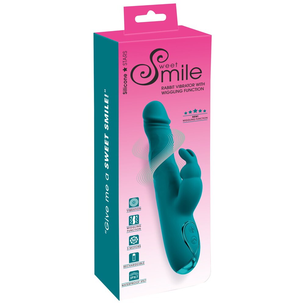 22.5cm Wiggling Function Rabbit Vibrator Green Sweet Smile Orion