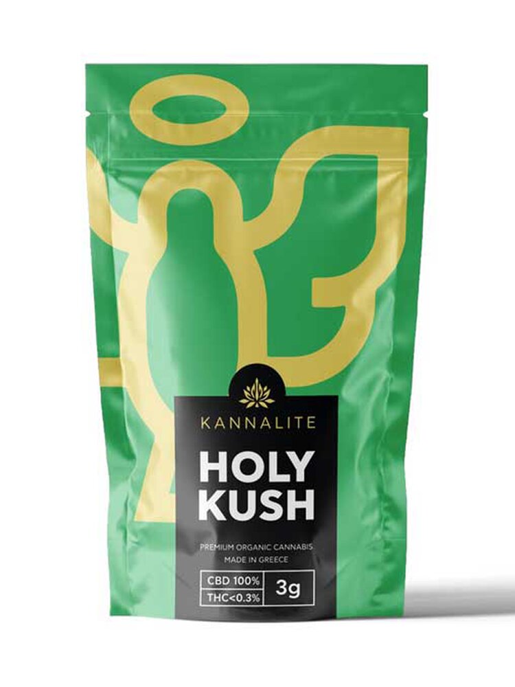 Holy Kush (CBD 8%-CBG 0,2%-CBC 0,4%-THC<0,3%) Ελληνικοί Βιολογικοί Ανθοί 3gr Kannabio