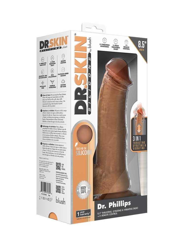 21.6cm Dr Phillips Rechargeable Remote Control Thrusting Gyrating Vibrator Skin by Blush Novelties